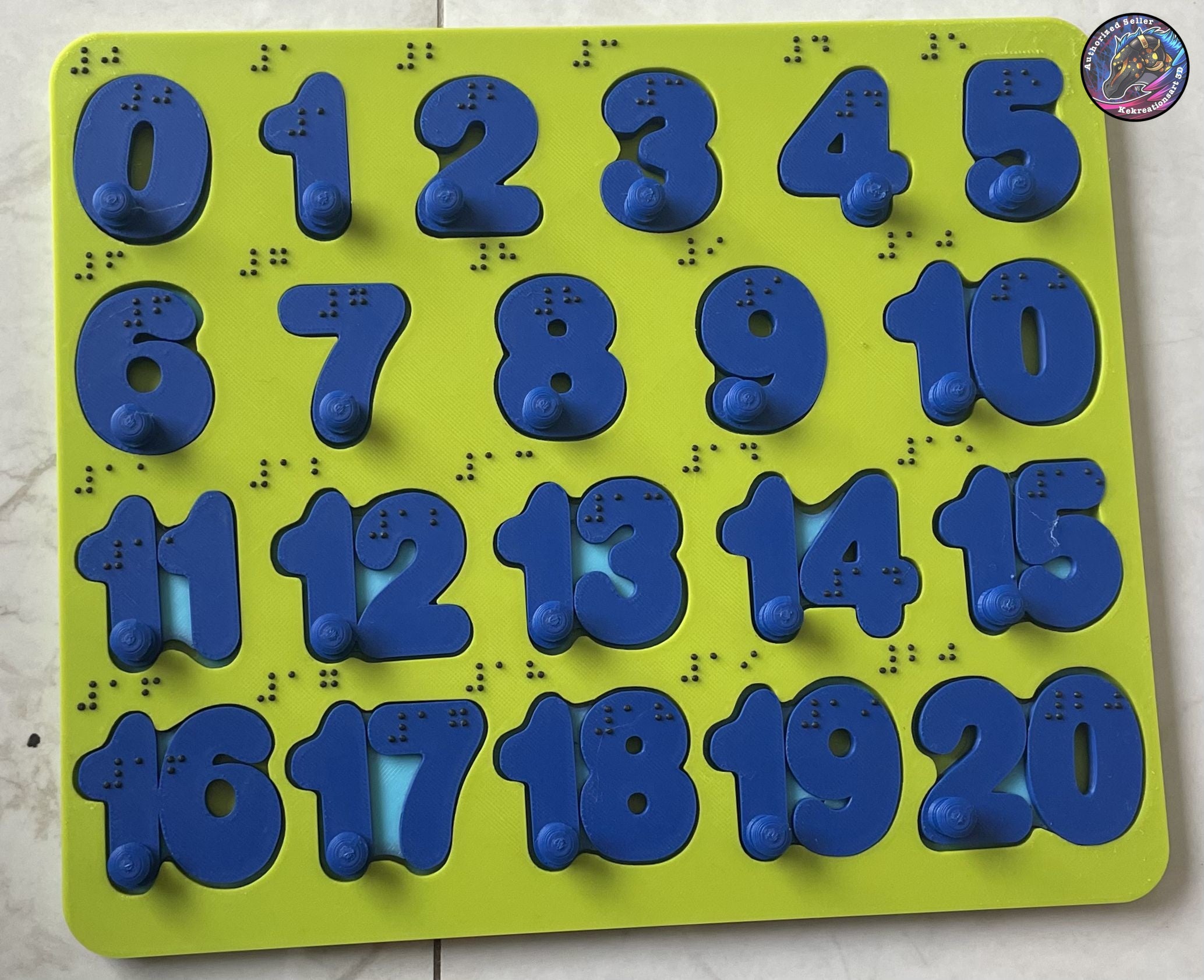 Numbers 0 to 20 Puzzle - Braille version available