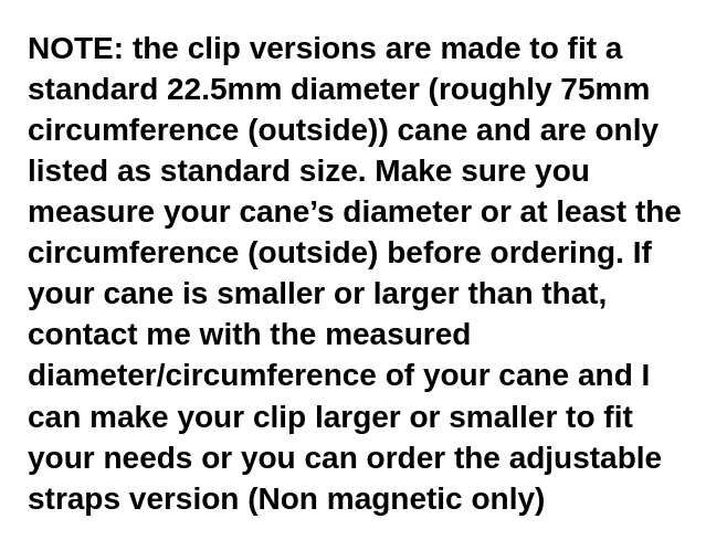 hands free cane holder (Magnetic and non magnetic)